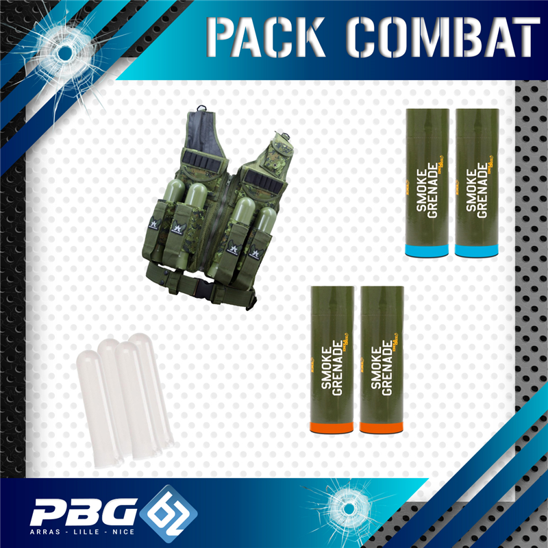 PACK COMBAT EQUIPEMENT BATTLE DIGICAMOArmurerie PBG 62 Pack équipements paintball